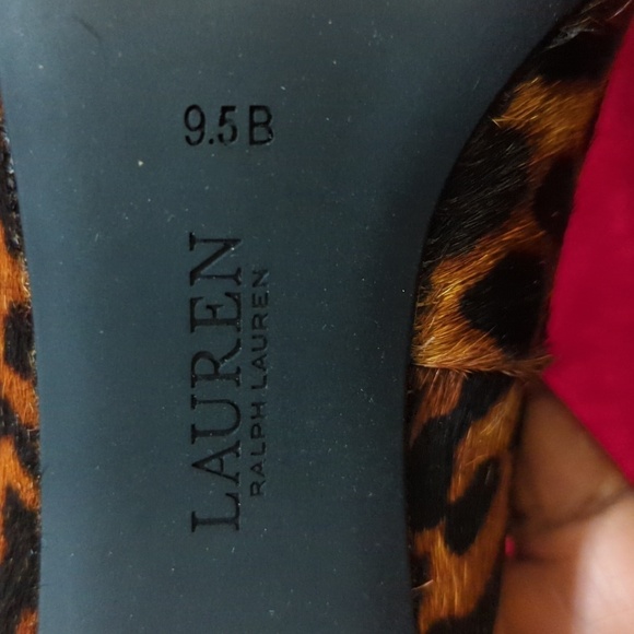 Lauren Ralph Lauren Lindella Brown Mu Leather Pump 9.5B Leopard Hair calf. - Picture 6 of 16